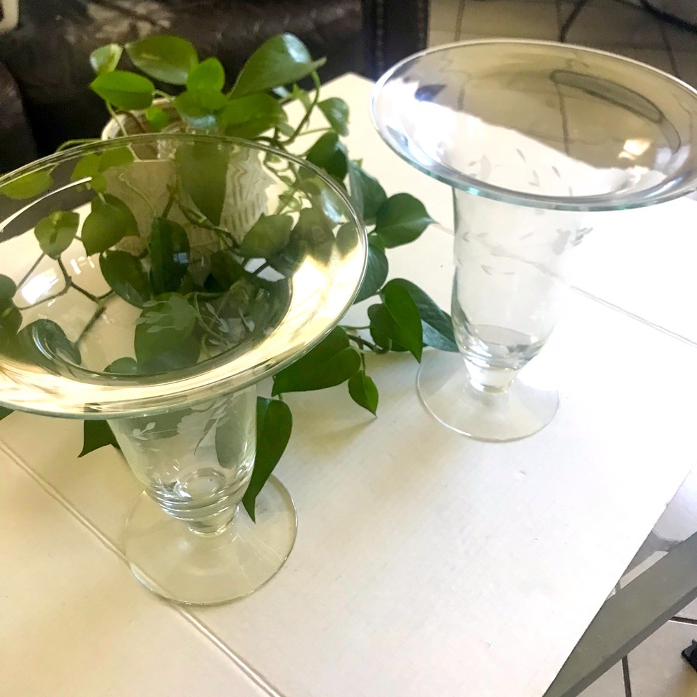 Princess House Large Flower Bases set of 2